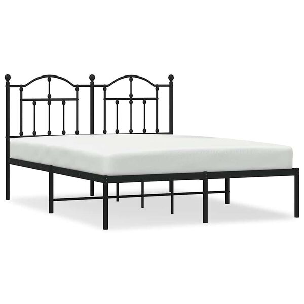 vidaXL Cadre de lit m&eacute;tal sans matelas avec t&ecirc;te de lit noir 150x200cm