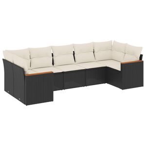vidaXL Salon de jardin 7 pcs avec coussins noir r&eacute;sine tress&eacute;e
