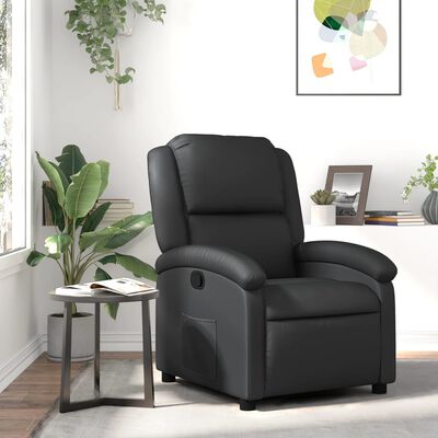 vidaXL Fauteuil inclinable noir cuir véritable