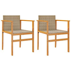 vidaXL Chaises de jardin lot de 2 beige résine tressée et bois massif