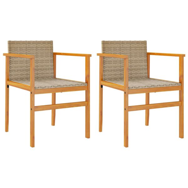 vidaXL Chaises de jardin lot de 2 beige résine tressée et bois massif