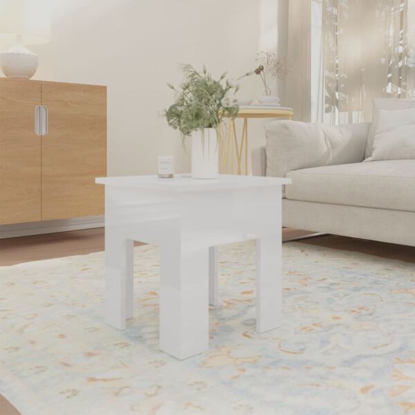 vidaXL Table basse blanc brillant 40x40x42 cm bois d'ing&eacute;nierie