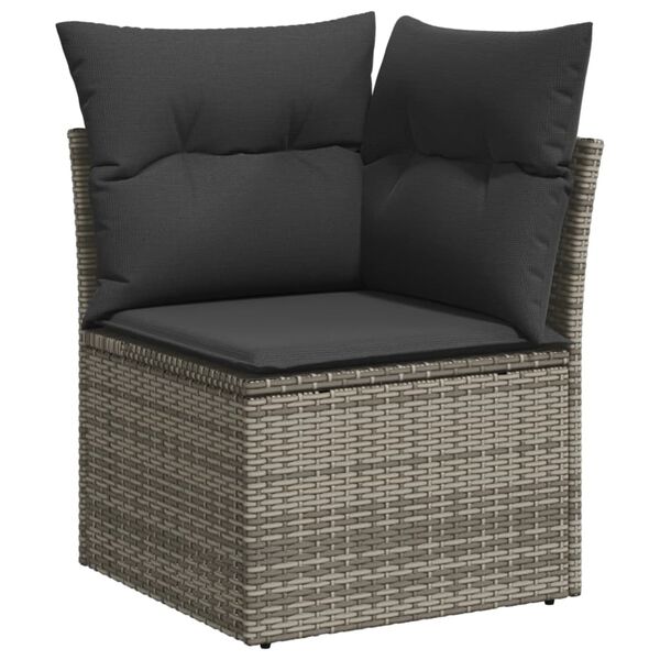 vidaXL Salon de jardin 9 pcs avec coussins gris r&eacute;sine tress&eacute;e