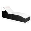 vidaXL Chaise longue avec coussin R&eacute;sine tress&eacute;e Noir