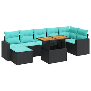 vidaXL Salon de jardin 8 pcs avec coussins noir r&eacute;sine tress&eacute;e