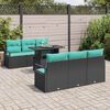 vidaXL Ensemble de canap&eacute; de jardin 7 pcs Noir Poly rotin