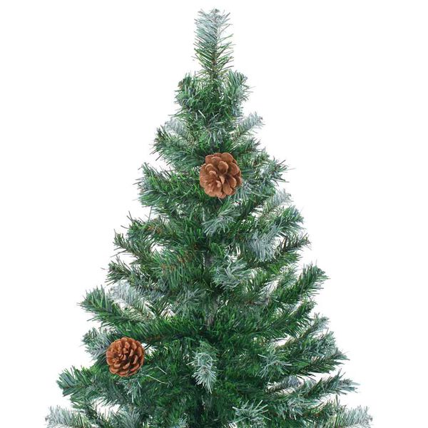vidaXL Arbre de No&euml;l artificiel pr&eacute;-&eacute;clair&eacute;/boules pommes de pin 180cm