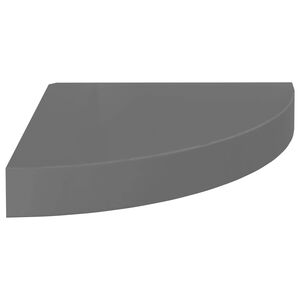 vidaXL &Eacute;tag&egrave;re d'angle flottante Gris brillant 25x25x3,8 cm MDF