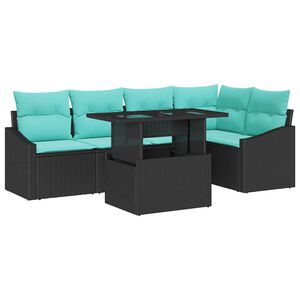 vidaXL Ensemble de canap&eacute; de jardin R&eacute;glable 6 pcs Noir et turquoise
