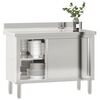 vidaXL Table de travail de cuisine avec portes coulissantes inox