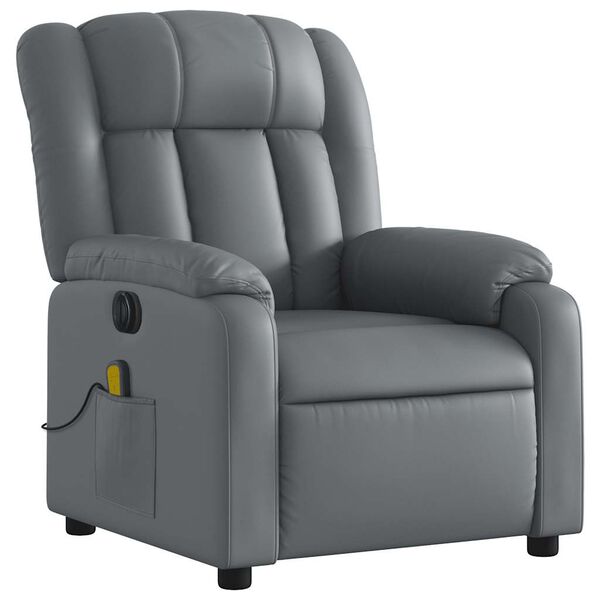 vidaXL Fauteuil inclinable de massage &eacute;lectrique gris similicuir