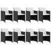 vidaXL Ensemble &agrave; manger d'ext&eacute;rieur 9pcs coussins R&eacute;sine tress&eacute;e Noir