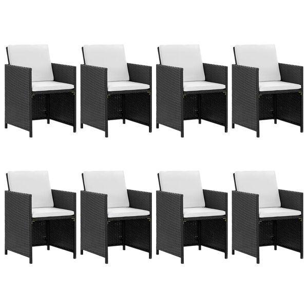 vidaXL Ensemble &agrave; manger d'ext&eacute;rieur 9pcs coussins R&eacute;sine tress&eacute;e Noir