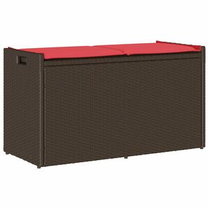 vidaXL Banc de rangement extérieur coussin marron 100cm résine tressée