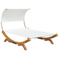 vidaXL Lit repos avec auvent 165x203x126 cm Bois courbé massif Crème