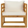 vidaXL Salon de jardin 5 pcs avec coussin Cr&egrave;me Bois d'acacia solide