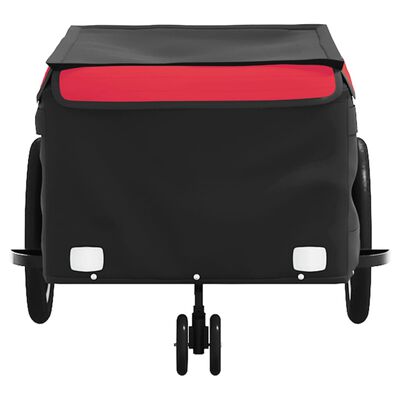 vidaXL Remorque de vélo noir et rouge 45 kg fer