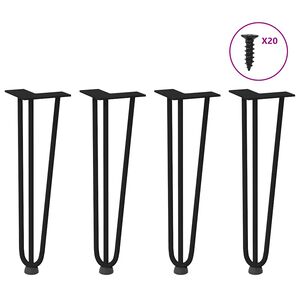 vidaXL Pieds en épingle à cheveux pour table basse 4 pièces Noir 42 cm Acier massif