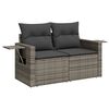 vidaXL Canap&eacute; de jardin 2 places avec coussins gris r&eacute;sine tress&eacute;e