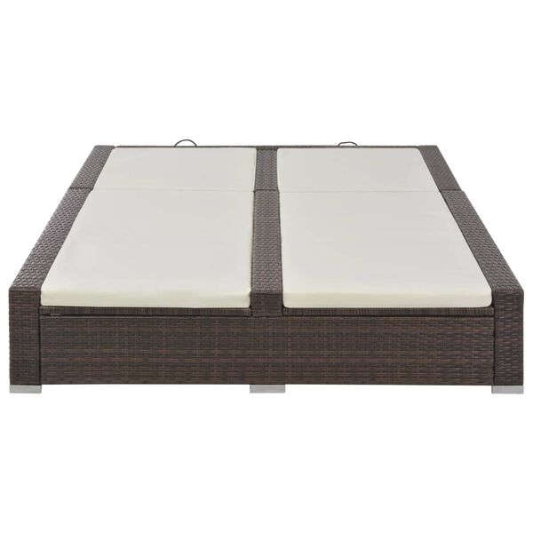 vidaXL Chaise longue double Résine tressée Marron