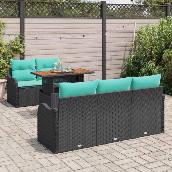vidaXL Ensemble de canap&eacute; de jardin 6 pcs Noir Poly rotin