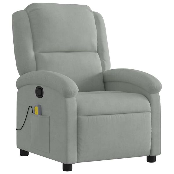 vidaXL Fauteuil inclinable de massage gris clair velours