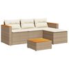 vidaXL Salon de jardin avec coussins 5 pcs beige r&eacute;sine tress&eacute;e acacia