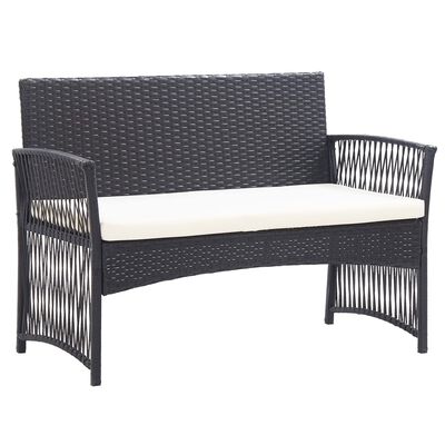 vidaXL Salon de jardin 4 pcs avec coussin Résine tressée Noir