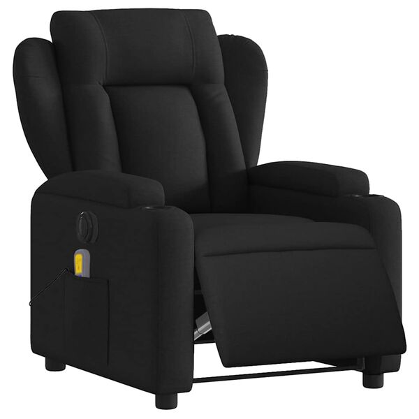 vidaXL Fauteuil inclinable de massage &eacute;lectrique noir tissu