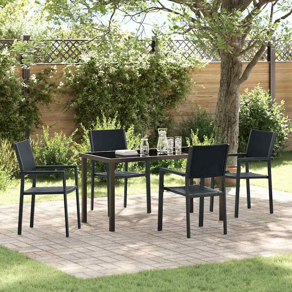 vidaXL Ensemble de salle &agrave; manger pour jardin 5 pcs Noir