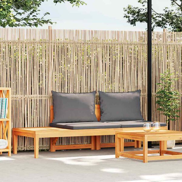 vidaXL Banc de jardin avec table avec coussins gris fonc&eacute; Teck solide