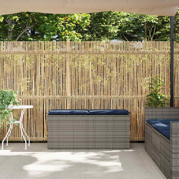 vidaXL Banc de jardin avec coussin gris 110x40x44 cm résine tressée