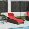 vidaXL Chaise longue pliante coussin rangement marron r&eacute;sine tress&eacute;e