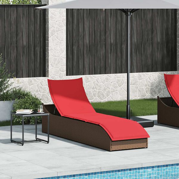 vidaXL Chaise longue pliante coussin rangement marron r&eacute;sine tress&eacute;e