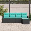 vidaXL Ensemble de canap&eacute; de jardin avec stockage 5 pcs Noir polyrotin