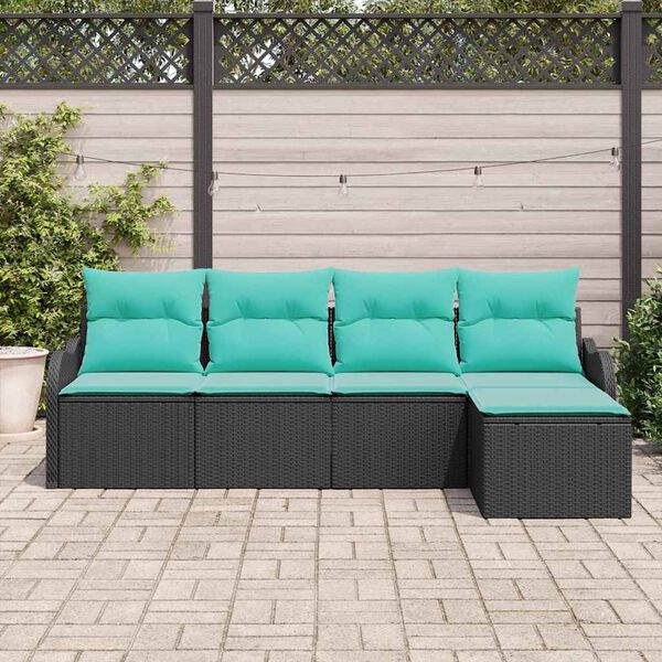 vidaXL Ensemble de canap&eacute; de jardin avec stockage 5 pcs Noir polyrotin