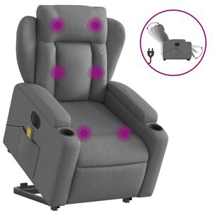 vidaXL Fauteuil inclinable de massage électrique gris foncé tissu