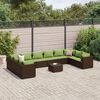 vidaXL Salon de jardin 11 pcs avec coussins marron r&eacute;sine tress&eacute;e