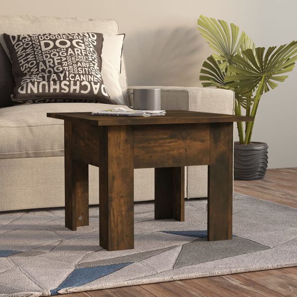vidaXL Table basse ch&ecirc;ne fum&eacute; 55x55x42 cm bois d'ing&eacute;nierie