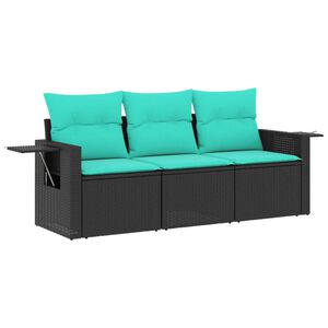vidaXL Salon de jardin 3 pcs avec coussins noir r&eacute;sine tress&eacute;e