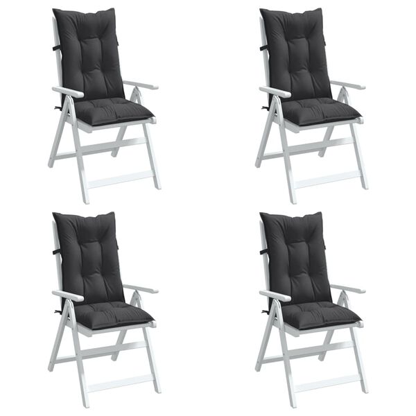 vidaXL Coussins de chaise &agrave; dossier haut lot de 4 anthracite m&eacute;lang&eacute;