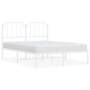 vidaXL Cadre de lit m&eacute;tal sans matelas et t&ecirc;te de lit blanc 150x200 cm