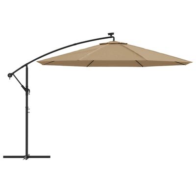 vidaXL Parasol de jardin en porte-à-faux et lumières LED mât en métal