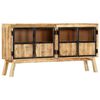 vidaXL Buffet Marron et noir 160x30x80 cm Bois de manguier solide brut