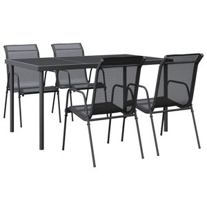 vidaXL Ensemble à manger de jardin 5 pcs noir textilène et acier