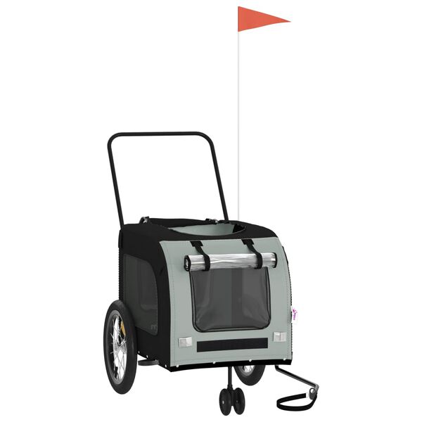 vidaXL Remorque de vélo pour animaux de compagnie noir et gris