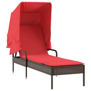 vidaXL Chaise longue avec auvent marron résine tressée