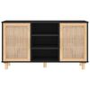 vidaXL Buffet Noir 105x30x60 cm Bois de pin massif et rotin naturel