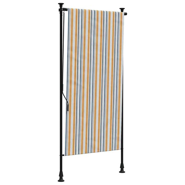 vidaXL Store roulant d'ext&eacute;rieur jaune et blanc 120x270 cm tissu acier
