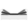 vidaXL Chaise longue avec coussin et table &agrave; th&eacute; rotin Blanc